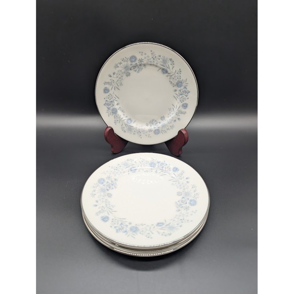 4 Lot Wedgwood Belle Fleur 6" Bread Dessert Plate Floral Silver Band Vtg England